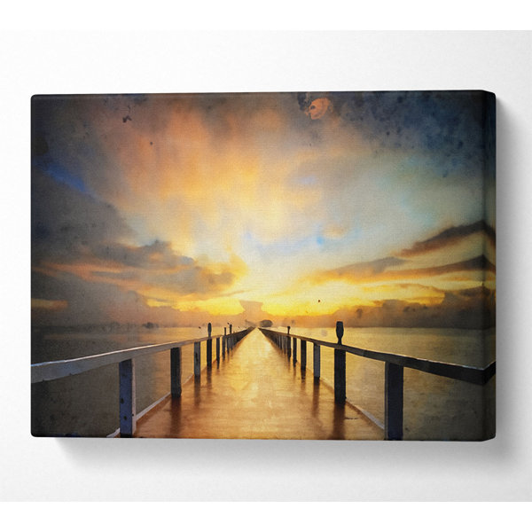 House Of Hampton Goldener Sonnenuntergang Leinwand Aquarell Wayfair De